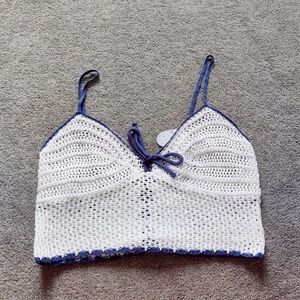 Love Knits Women's Crochet Boho Bandeau Top Size Large Beach Resortwear NEW